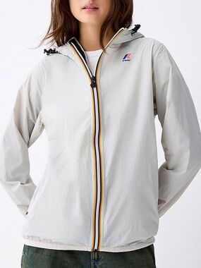 K-Way White Hooded Packable Windbreaker belt bag waterproof white size small